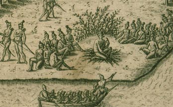     Les Français abordent au Cap de Floride appelé par eux Cap Français, 1591 - Floridae Promontorium ad quod Galliapelunt, Gallicum abillis nuncupatum 